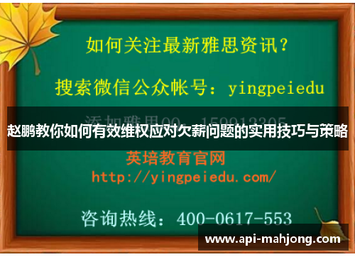 赵鹏教你如何有效维权应对欠薪问题的实用技巧与策略