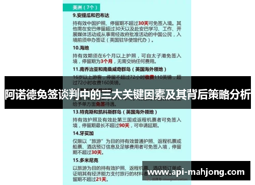阿诺德免签谈判中的三大关键因素及其背后策略分析